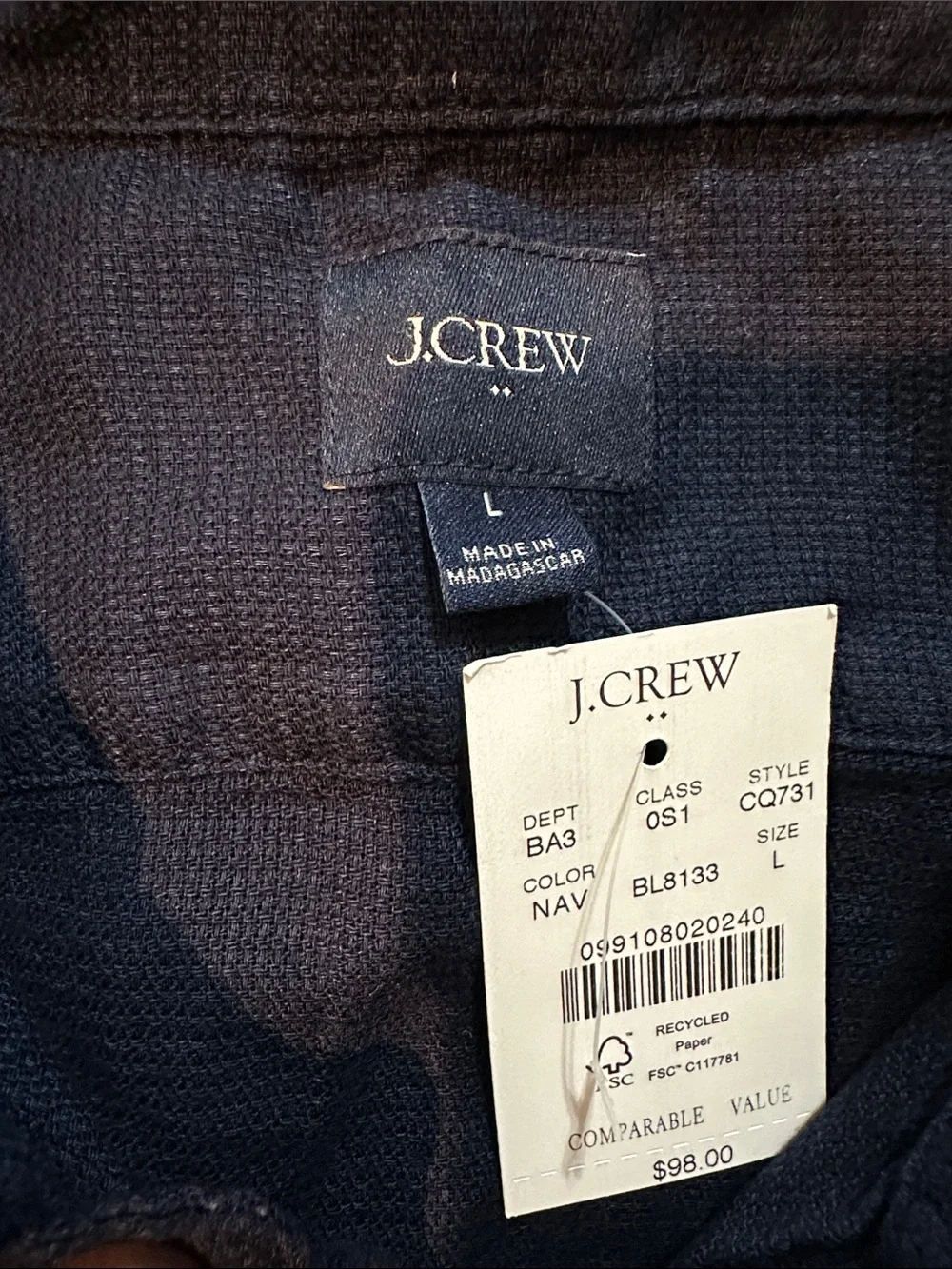 J. Crew Navy Short-Sleeve Harbor Shirt - Navy